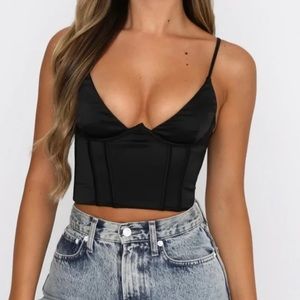 White Fox Acacia Bustier Black Crop Top